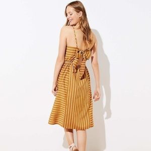 LOFT Brown Striped Midi Dress